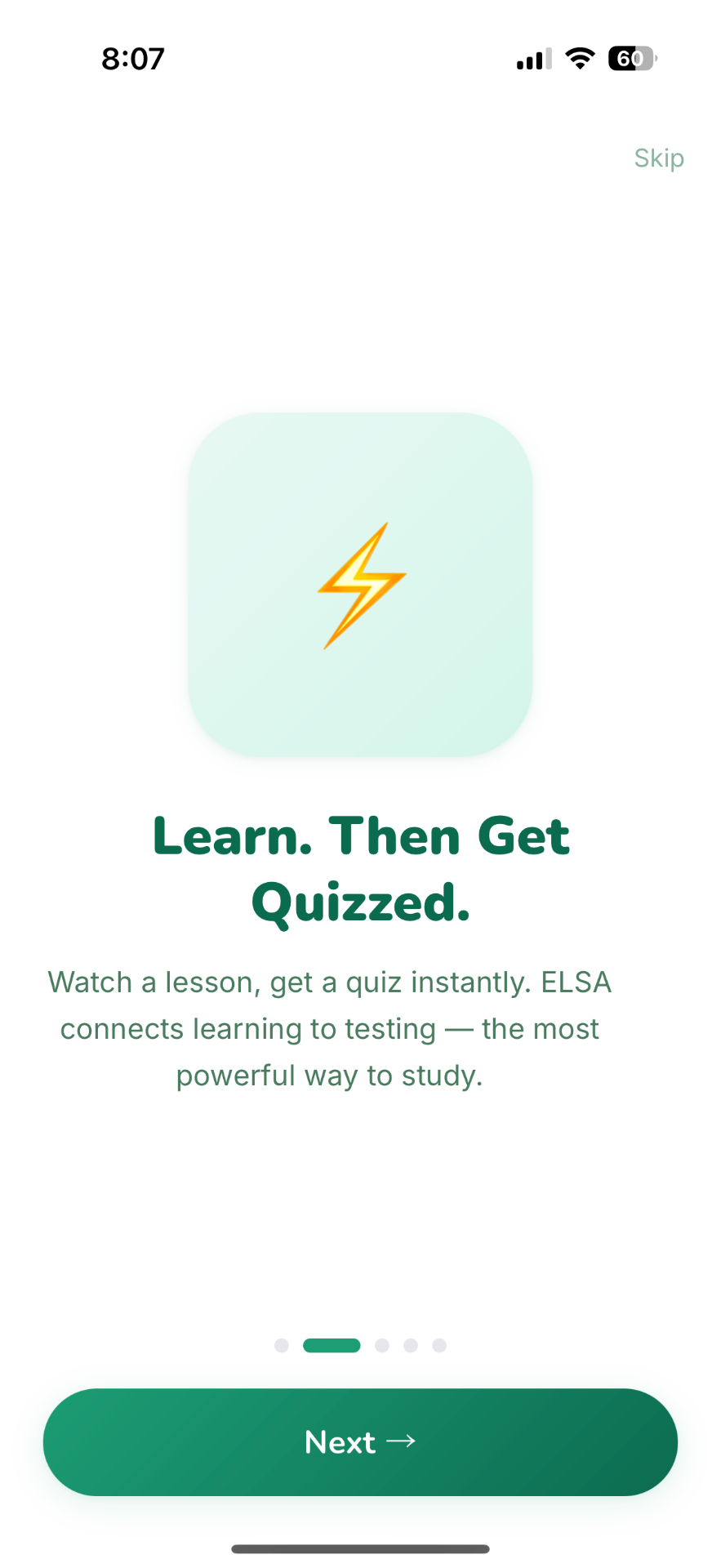 ELSA — Learn → Quiz